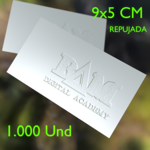 Tarjetas Repujada 1 Lado (1000 unds, Cote 350gr)